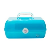 Claire's Exclusive - Caboodles Makeup Case, On-The-Go Girl Travel Cosmetic Organizer with Mirror, Blue Jelly Sparkle with Sparkle Handle & Unicorn Latch: 8.0 x 12.83 x 5.94 Inches