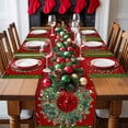 thumbnail image 5 of Christmas Placemats Set of 4, Bow Tie Berry Wreath Place Mats Holly Snowflake Wood Grain Placemat Table Decoration for Kitchen Table Dinner Xmas Holiday Party Home Decor Indoor Outdoor 13x19 Inch, 5 of 9