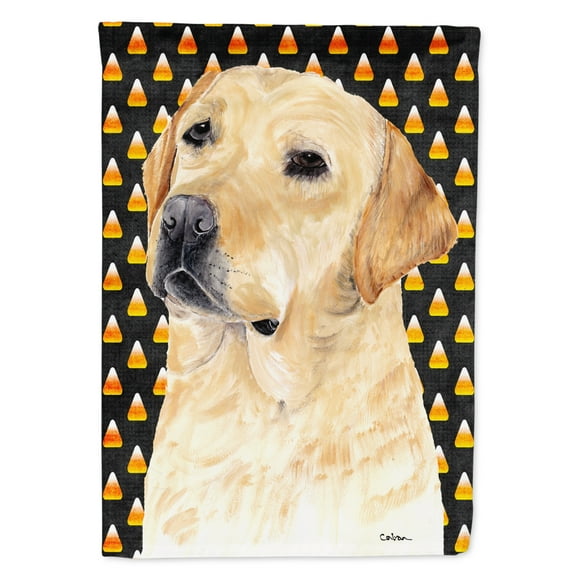 Carolines Treasures SC9198-FLAG-PARENT Labrador Yellow Candy Corn Halloween Portrait Flag  multicolor
