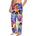 thumbnail image 2 of Disketp The Garden Tricolor Pansy Flower Men'S Pajama Pants - Ultra Soft Fleece Sleep And Lounge Pants (Size: S-Xxl), 2 of 9