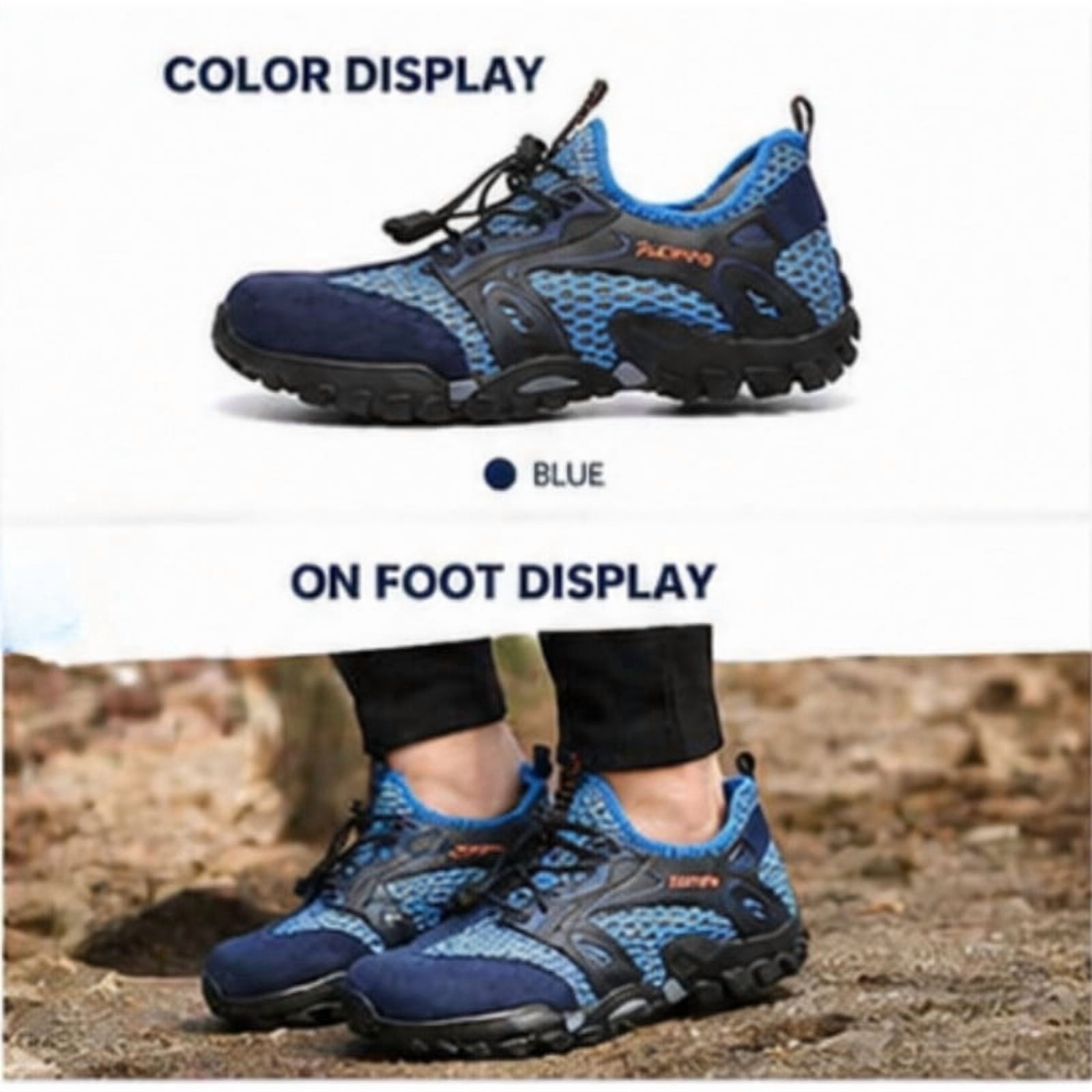 CHICVOMEY Comfortable Sneakers for Men Lightweight Breathable Slip-On Hiking Shoes Non-slip Wear Resistant Outdoor Sneakers Ideal for Summer Beach and Camping