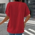 thumbnail image 5 of Endives Womens Linen T Shirt Casual Solid Color Button V Neck T Shirt Plus Size XL-5XL Red, 5 of 5