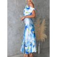 thumbnail image 3 of Women's One Shoulder Printed Dress with Slit Tied Asymmetrical and Ruffled Design Made with 100% Polyester Fabric, 3 of 17