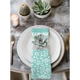 thumbnail image 2 of Turquoise Floral Cloth Napkins Set of 8 Reusable Dinner Napkins, Botanical Blossom Motif Boho Grey Stripes Cocktail Napkin Washable Table Napkins for Wedding/Holiday Party/Baby Shower 20"x20", 2 of 7