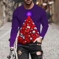 thumbnail image 5 of Feancey Mens Long Sleeve Holiday T Shirts Novelty Christmas Tree Print Crewneck Pullovers Big and Tall Fashion Xmas Graphic Tees Lightweight Sweatshirt Purple XXL, 5 of 6