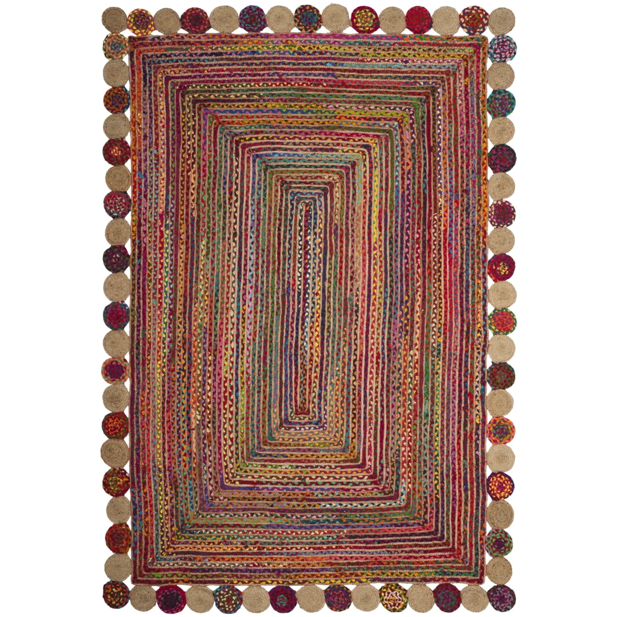 SAFAVIEH Cape Cod Kyle Braided Area Rug, 10' x 10' Round, Red/Multi