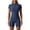 Blue, variant on Athletic Rompers for Women Mock Neck Zip Up Workout Gym Summer Rompers Short Sleeve Slim Fit Sports Yoga Bodysuit Shorts Red L