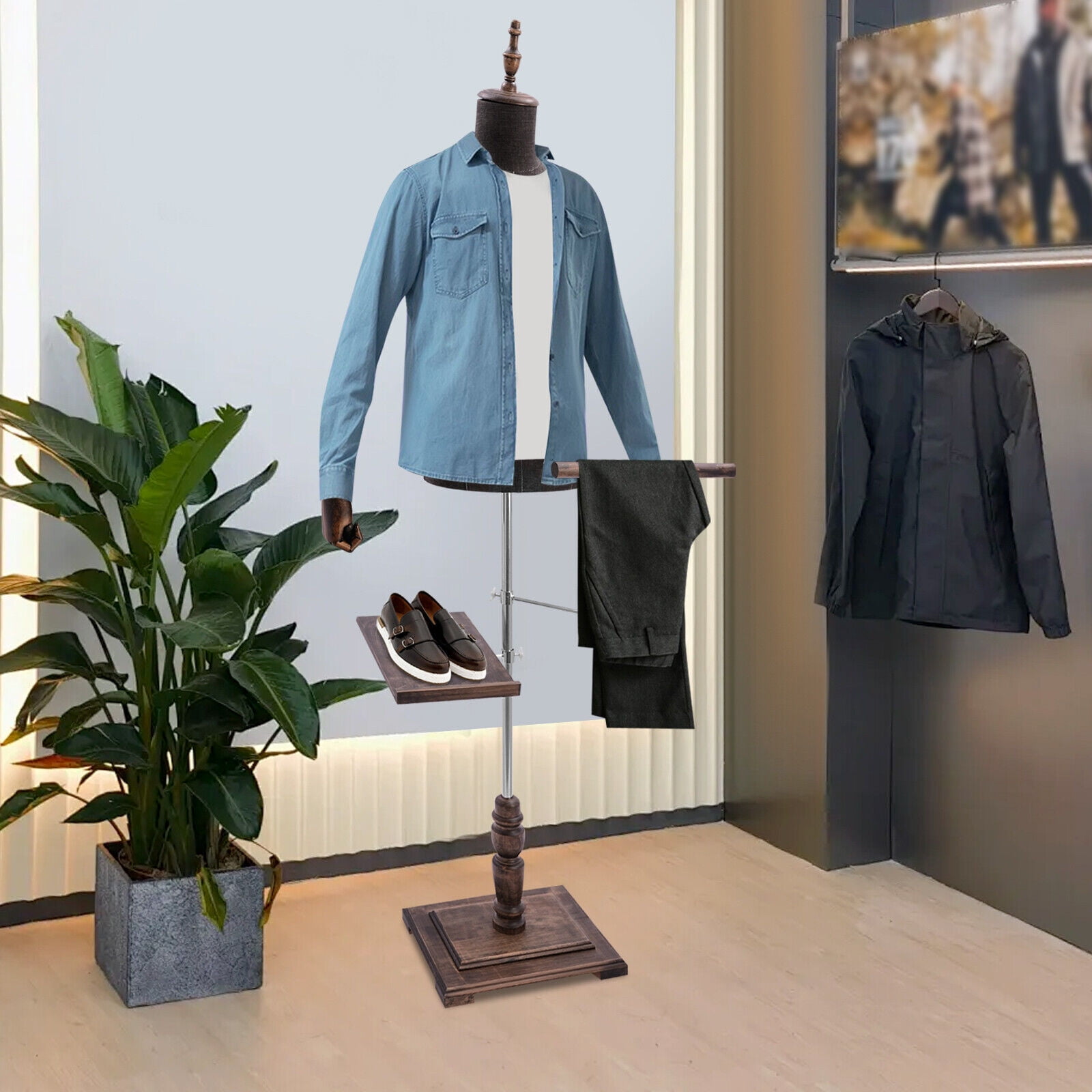 Retail Clothing Form, 47-78 in Height Adjustable Dress Mannequin with Display Stand,  Flexible Arms, Mannequin Torso Manikin Dress Form, Sewing Dress Adult Male Model Mannequin, Black