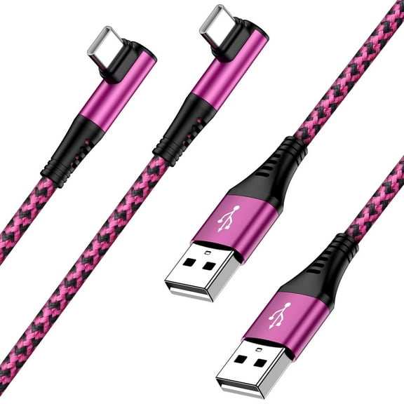Usb Cables,Usb C Charging Cable 6ft-2PACK Type C USB Fast Charging Cable,AILKIN Right Angle 90 Degree USB A to USB C Cable 6ft High Speed Android Charger Type C Charging Cords USB-C Phone Cables,Rose