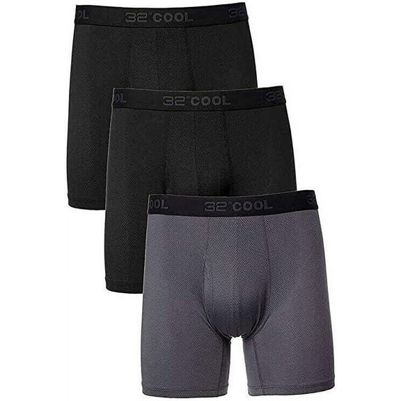 32 DEGREES Mens 3 Pack Active Mesh Boxer Brief (XXL, Gray/Navy/Navy)