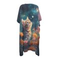 thumbnail image 3 of SCRAWLGOD Galaxy Cat Floral Print Womens Swimsuit Coverup Casual Open Front Swimsuit Cover Up Breathable Quick Dry Bathing Suit Cover Up for Beach Party, 3 of 6