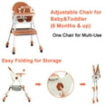 thumbnail image 6 of Liyufly 4-in-1 Baby High Chair Portable Toddler Baby Dining Chairs Eat & Play Convertible High Chair with 5-Point Harness, Dinner Plate and Toy Rack, Brown, 6 of 10