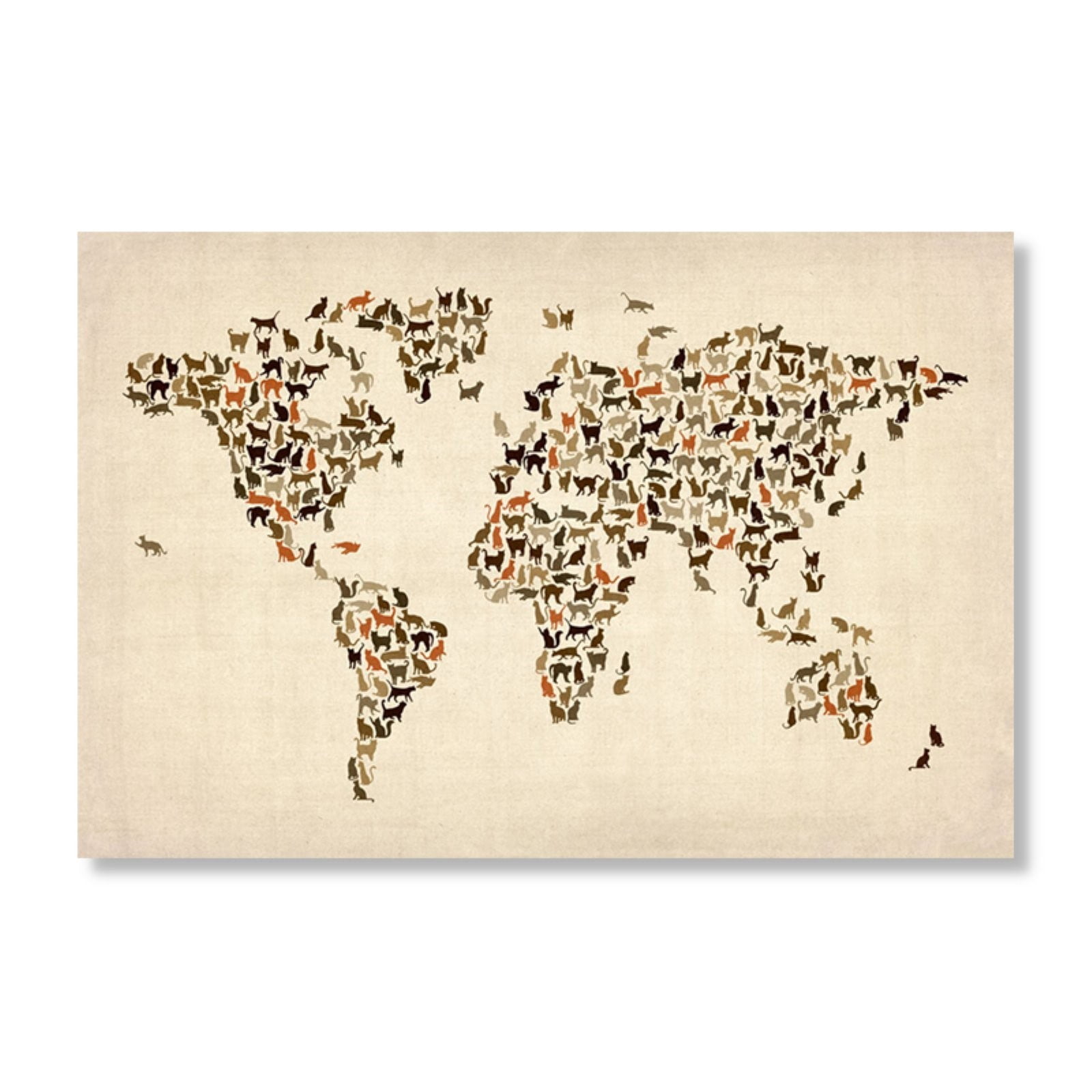 Trademark Art "World Map of Cats" Canvas Art by Michael Tompsett