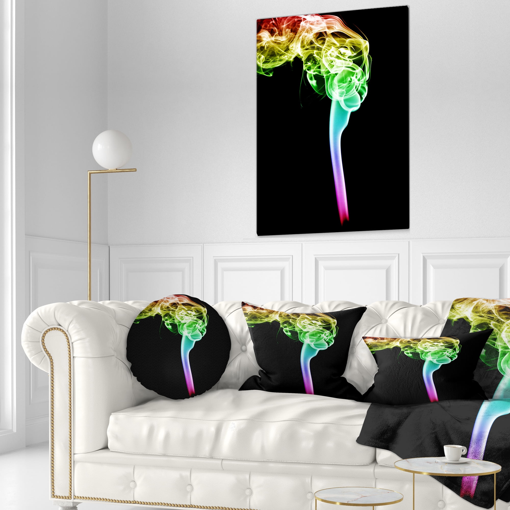 Designart Isolated Abstract Smoke on Black - Abstract Throw Pillow - 12x20
