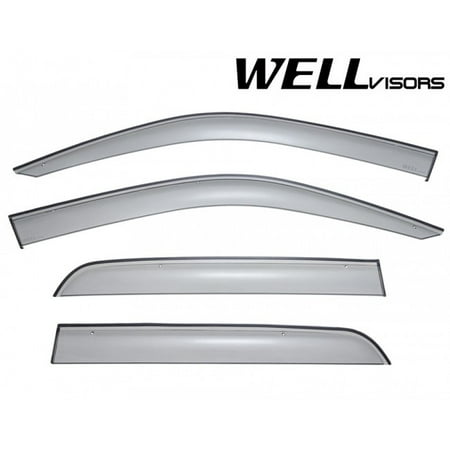 WellVisors Replacement for 1998-2005 Mercedes Benz W163 ML-Class Clip-ON Chrome Trim Smoke Tinted Side Rain Guard Window Visors Deflectors