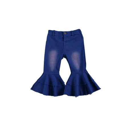 

Livingsenburg Toddler Baby Girl Flared Jeans Bell Bottom High Waist Denim Pants