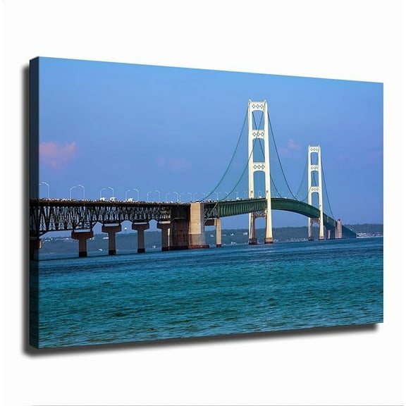 The Mackinac Bridge Completed In 1957 Canvas Poster Modern Aesthetic Picture Wall Art Home Office Decoration Painting Holiday