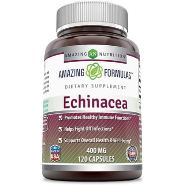 Amazing Formulas Echinacea Supplement - 400mg 120 Capsules (Non GMO,Gluten Free) Made from Pure Echinacea Purpurea Root and Plant Extract Powder