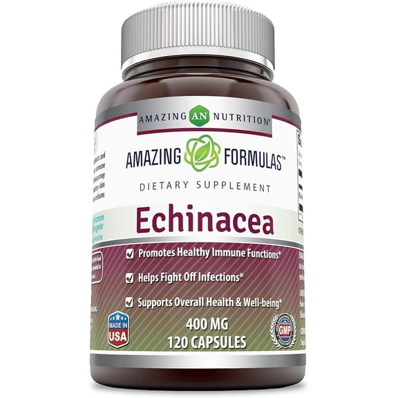 Amazing Formulas Echinacea Supplement - 400mg 120 Capsules (Non GMO,Gluten Free) Made from Pure Echinacea Purpurea Root and Plant Extract Powder