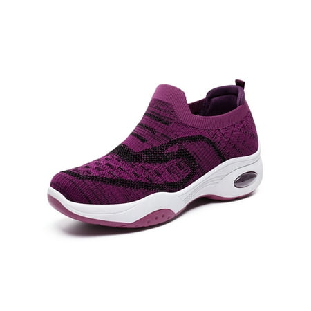 

Colisha Women Anti-Slip Stretch Comfort Shoe Work Mesh Sock Sneaker Running Slip On Casual Sneakers Purple 5.5
