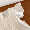 thumbnail image 5 of Mercatoo Girl's Solid Color Fly Sleeve Dress 𝐅lutter 𝐑uffle 𝐇em A-Line Su𝐧dress Casual Swing Midi P𝐚rty Dress for Kids, 5 of 9