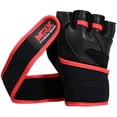 thumbnail image 2 of MRX Anti-Slip Men Half Finger Leather Black / Red Weight Lifting Gloves, XXL, 2 of 7