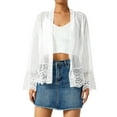 thumbnail image 3 of Xuanfei Women Open Front Crochet Lace Mesh Sheer Half Sleeve Cardigan, 3 of 3