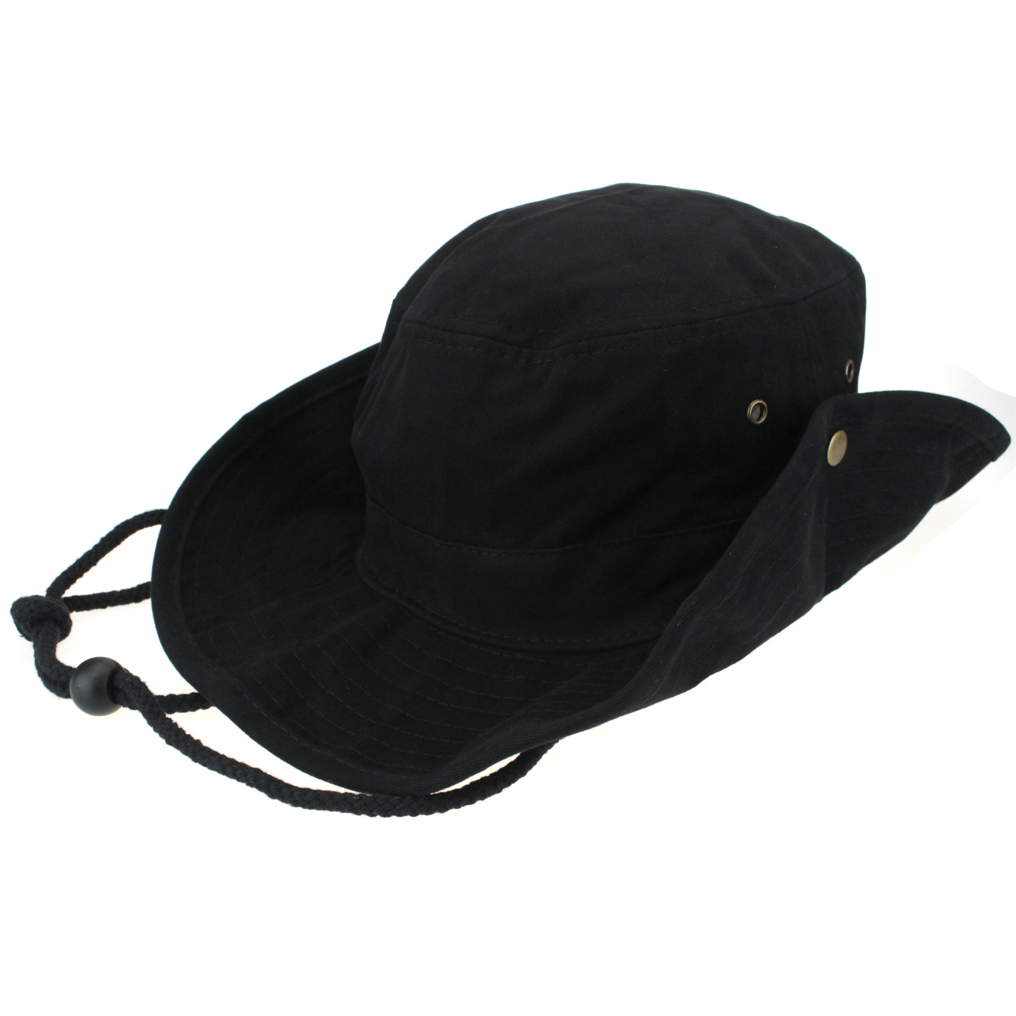 Mens Fisherman Brushed Cotton Twill Bucket Hat Black Small (71/8