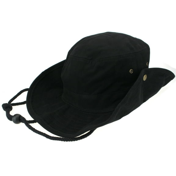 Mens Fisherman Brushed Cotton Twill Bucket Hat Black Small (7-1/8)