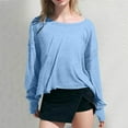 thumbnail image 5 of Ediodpoh Women's Fashion Hoodless Sweatshirt Long Sleeve Backless Loose Fit Casual Tops Athletic Comfortable Breathable Streetwear Womens Sweatshirts Sky Blue XL, 5 of 7