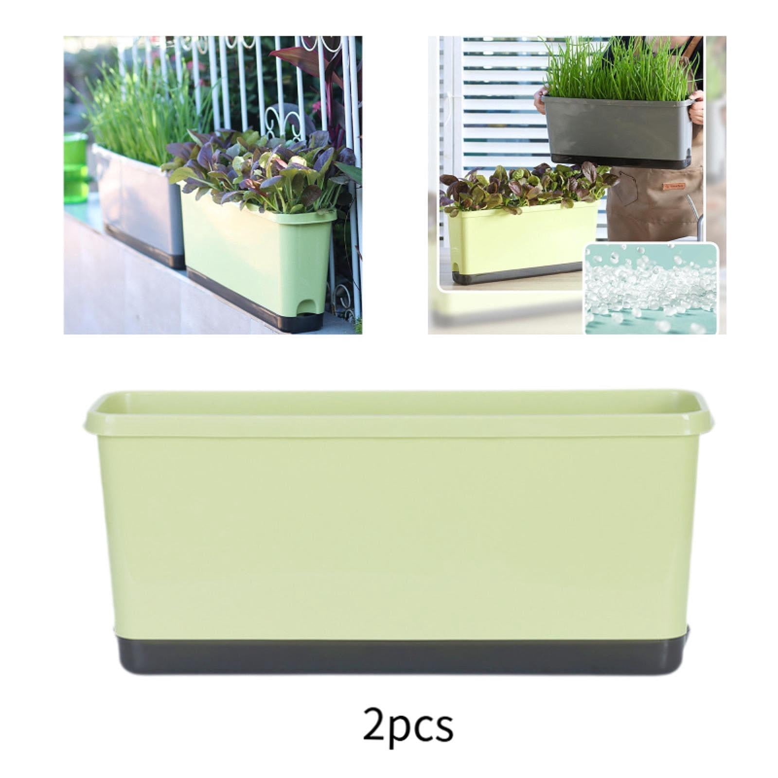 Bothyi 2 Pieces Window Box Planter Flower Pot Accessories Versatile with Drainage Holes Light Green