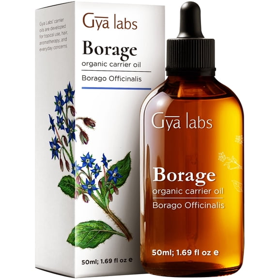 Gya Labs Borage Carrier Oil - 1.7 fl oz - for Hair, Skin, Face, Scalp & Body Massage
