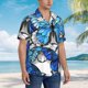 thumbnail image 3 of Balery Blue and White Butterflies Camisas hawaianas de manga corta para hombre, camisas playeras de corte holgado, camisas de vacaciones con botones,Medium, 3 of 7