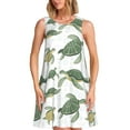 thumbnail image 1 of Easygdp Cute Turtle para Vestido Transpirable de Mujer, Vestido Suelto de Manga Corta con Pliegues y Bolsillos para el Verano, 1 of 7