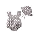 thumbnail image 1 of Seyurigaoka Baby Girls Romper with Hat, Sleeveless Polka Dots Bodysuit, Jumpsuit  Cap, 1 of 8