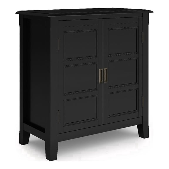 Burlington 30 inch Wide Solid Wood Transitional Low Storage Cabinet in Black