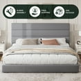 thumbnail image 6 of Amolife King Size Storage Platform Bed Frame with 4 Drawers & Upholstered Velvet Slat Headboard, Grey, 6 of 12