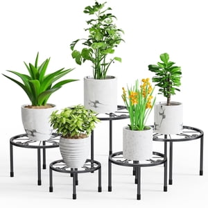 Foukus 5-Pack Black Metal Plant Stands