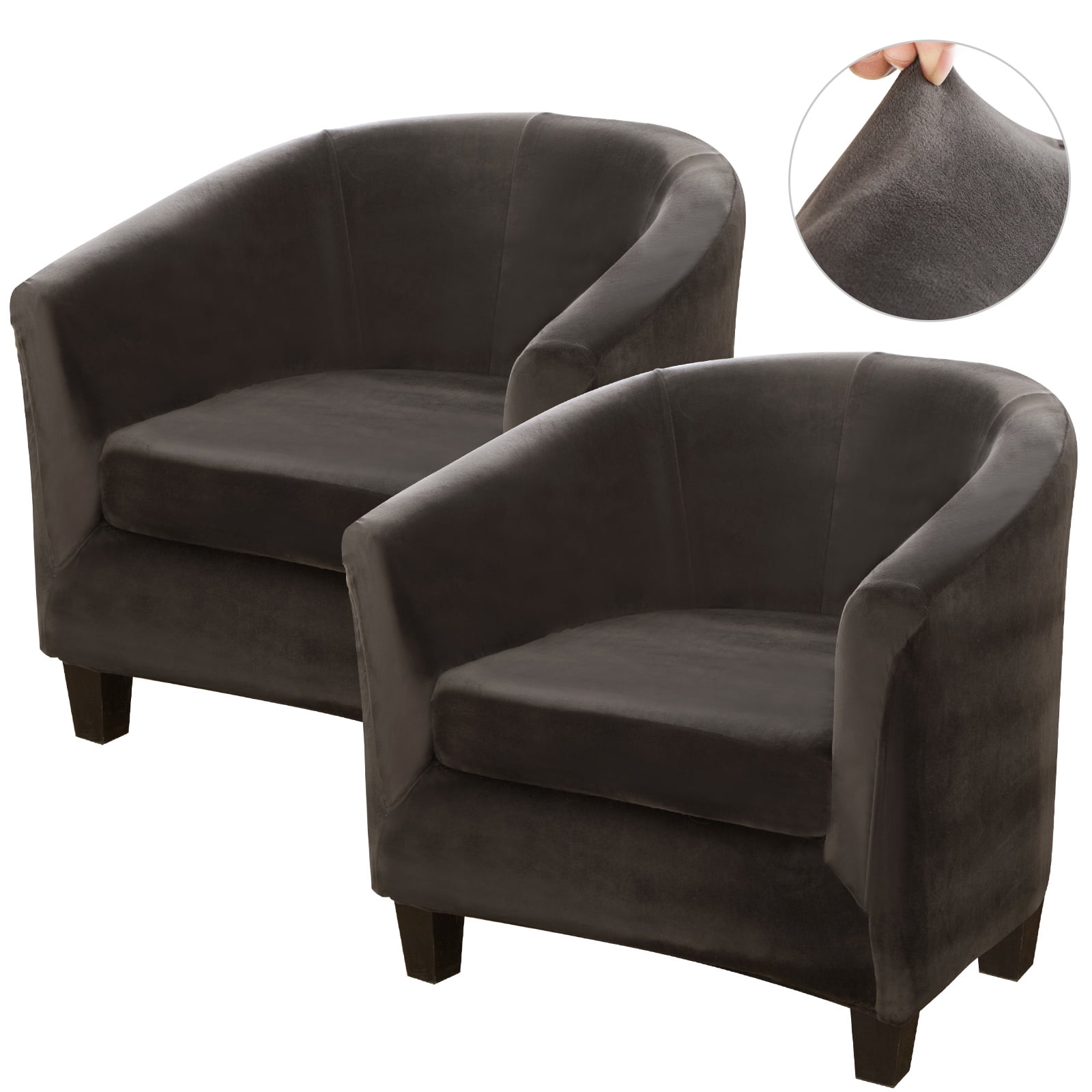 CJC Club Chair Covers, 2Piece Velvet Tub Chair Slipcover, Armchair