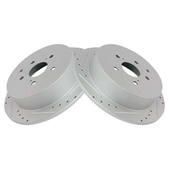 TRQ Rear Performance Brake Rotors Set Solid Premium G-Coated Cross Drilled & Slotted Fits Select 2010-2015 Lexus RX350 RX450h 2014-2019 Toyota Highlander 2011-2020 Sienna