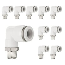 Uxcell 10pcs Push to Connect Fittings 1/4" to NPT1/4 Male Plastic Elbows Fitting White