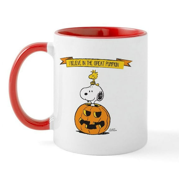 CafePress - Peanuts Believe Great Pumpkin Mugs - 11 oz Ceramic Mug - Novelty Coffee Tea Cup