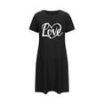 thumbnail image 4 of Lorytime Womens Nightgown Mid Length Knee Length Short Sleeve Sleepdress Oversized Round Neck Love Letter Heart Print Sleepshirts Pajamas Dress Nightdress Soft Lounge Nightgowns Black L, 4 of 5