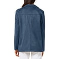 thumbnail image 3 of Women's Faux Suede Blazer Jacket Vintage Casual Button Down Long Sleeve Blazer with Pockets 2XL Deep Blue, 3 of 6
