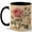 Black, variant on Vintage Rose Flower Coffee Mug, Pink Cream Botanical Floral Illustration Design, 11 oz Ceramic Cup