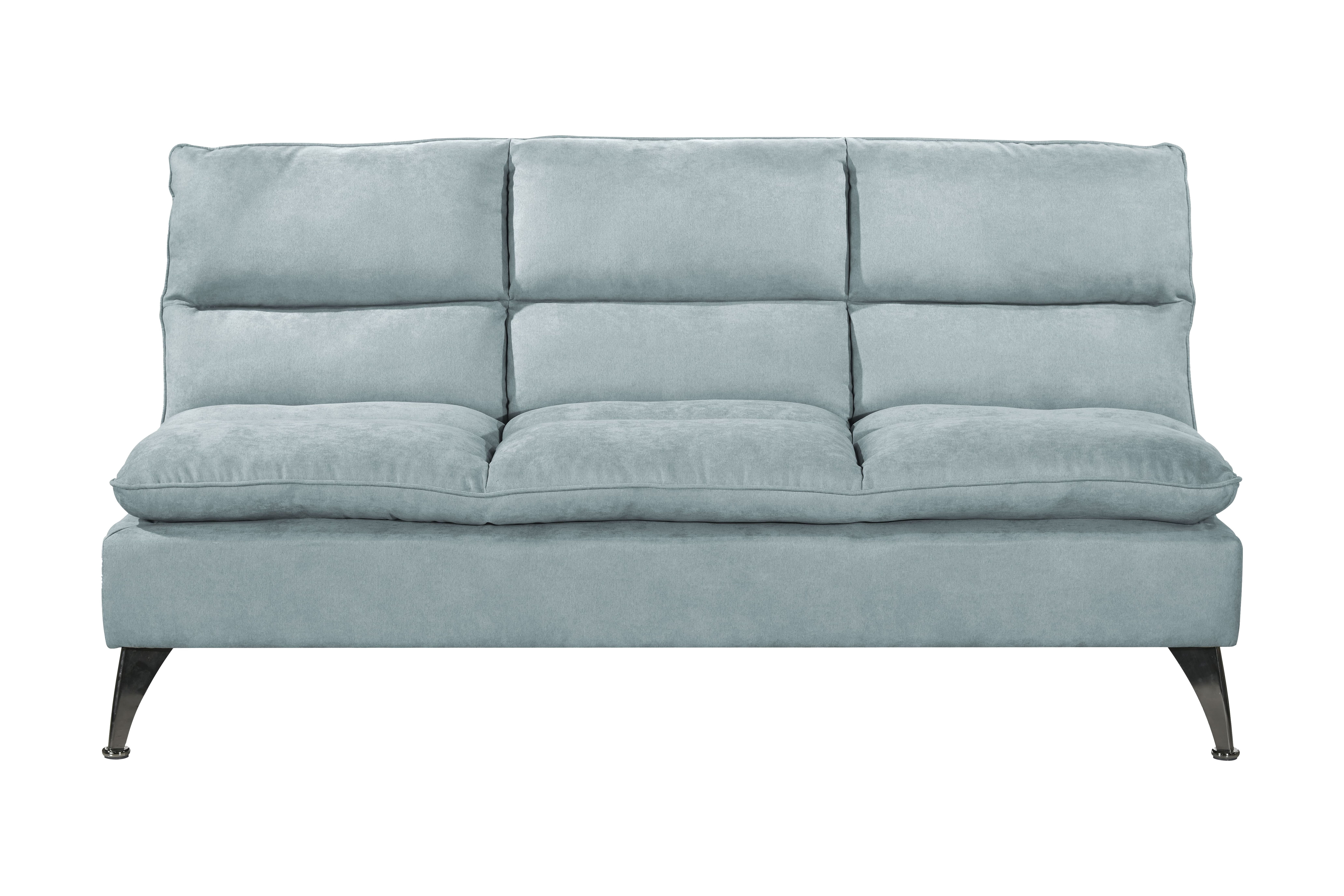 Sealy Santa Cruz Futon Sofa Convertible in Teal with Chrome Metal Legs