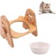 thumbnail image 4 of Cuencos de cerámica con soporte de bambú, cuencos para perros y gatos, cuenco elevado para mascotas, cuenco de alimentación para perros y gatos, cuenco antideslizante para gatos, niveles ajustables, 1 Uds. ER, 4 of 5