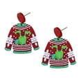 thumbnail image 2 of Sweater Christmas Earrings for Women Funny Jewelry Charm for Party Christmas Gift Box Red, 2 of 9