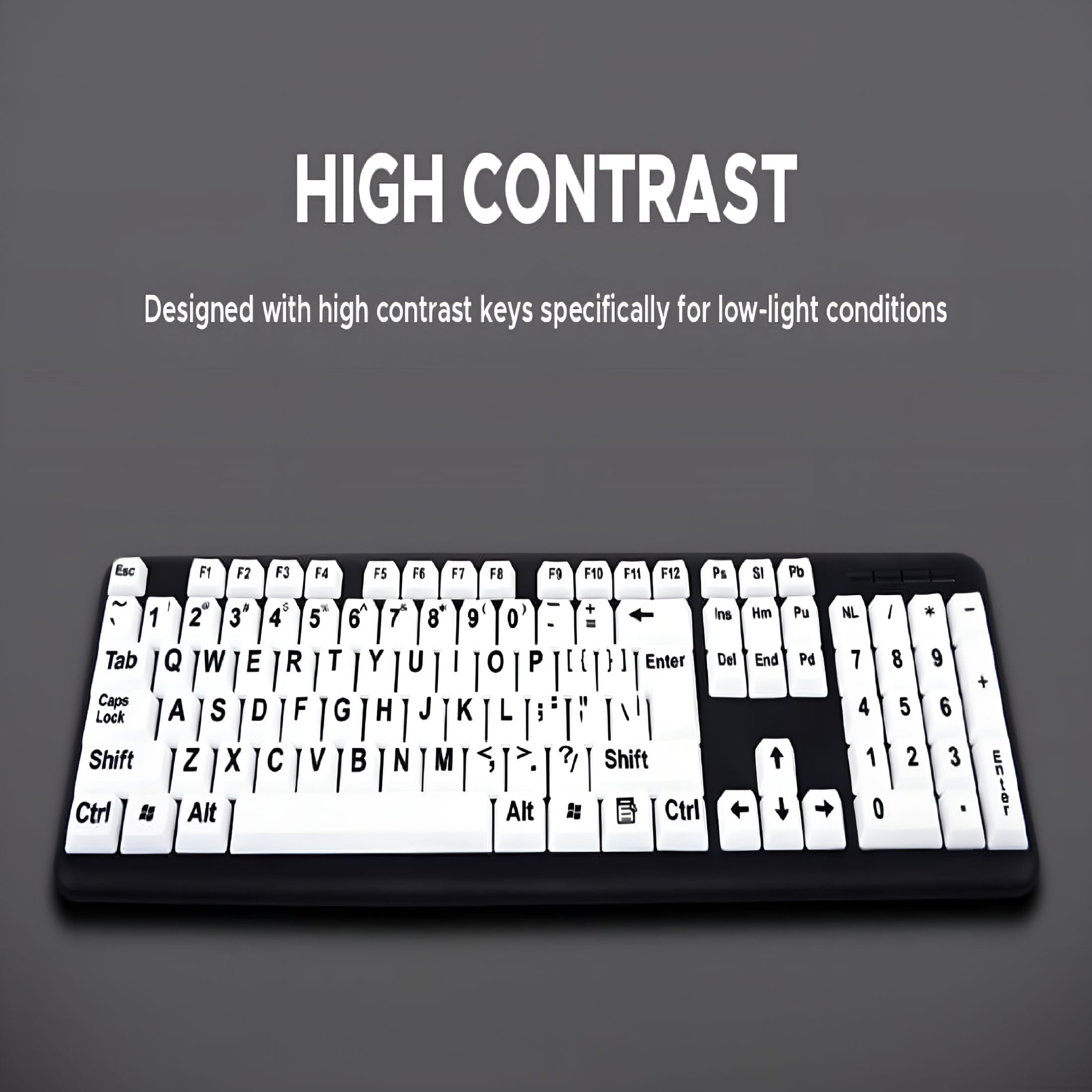 GJX 2026 New Large Print Wired Keyboard-Enhanced Visibility for Low Vision Individuals for Office,Home,Typing,Study,Computer Use