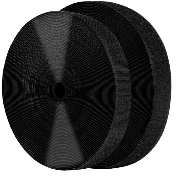 NAISHIER 0.76 Inch x 39.4 Feet Black Self Adhesive Hook and Loop Tape Sticky Back Roll, Nylon Heavy Duty Strips with Adhesive, Multi-Function Hook Loop Tape